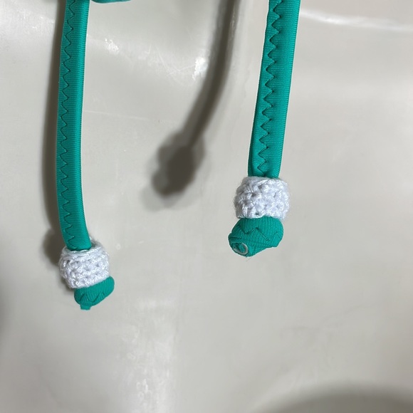 Jessica Simpson Halter Bikini Top Gypsy Life Flounce Teal multi, Large - Picture 5 of 9